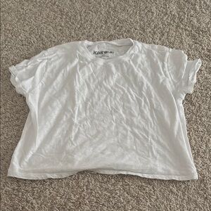 Katie J NYC White Cropped Short Sleeve Tee